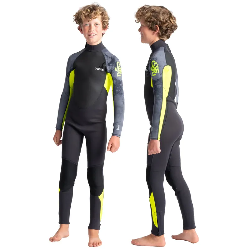 C-Skins Element 3:2 Junior Steamer Wetsuit Black/Lime-1